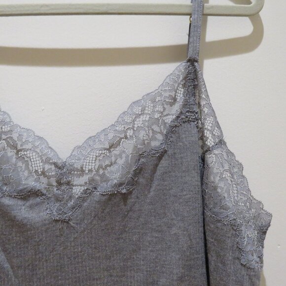 SOMA Cool Nights Rib Lace Trim Pajama Cami Top in Gray Lounge Comfy Size XL NWT - Picture 7 of 14